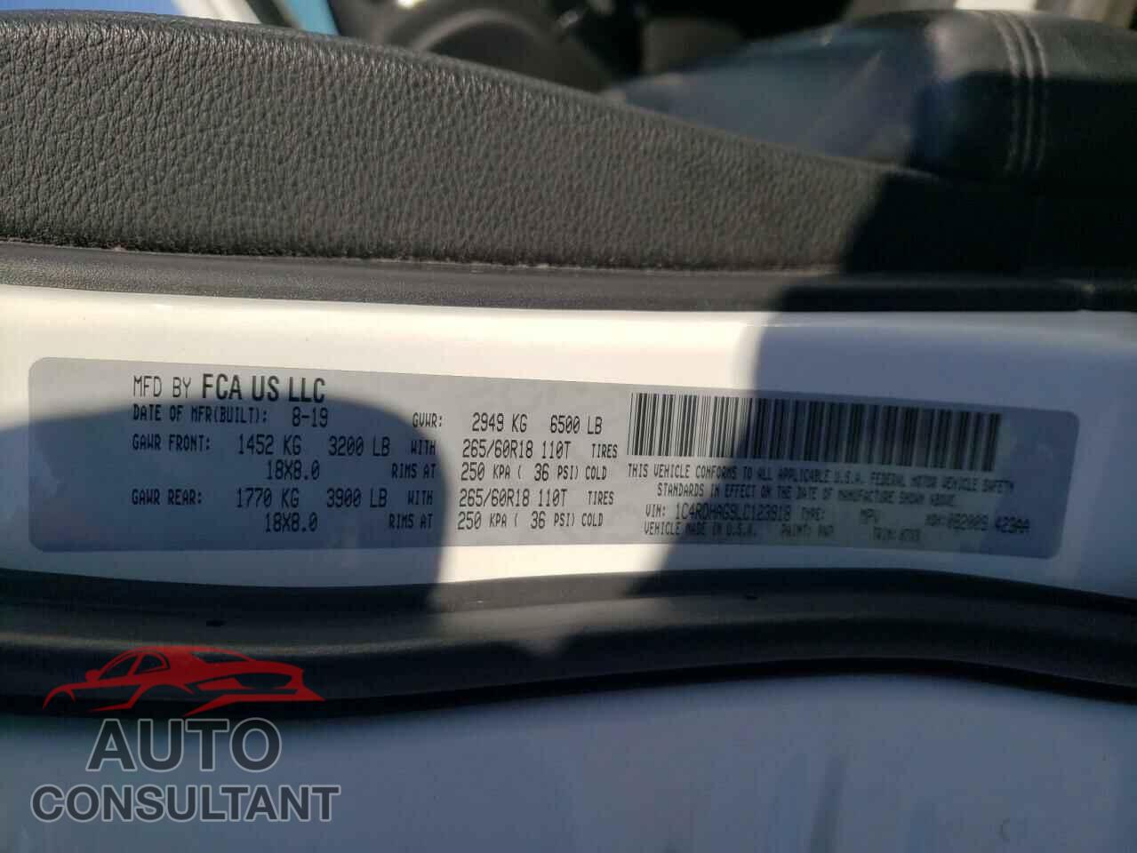 DODGE DURANGO 2020 - 1C4RDHAG9LC123918