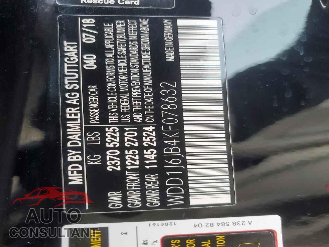 MERCEDES-BENZ E-CLASS 2019 - WDD1J6JB4KF078632