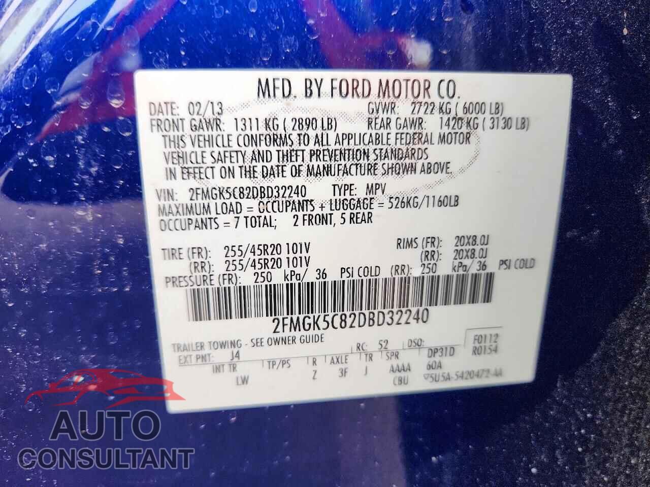 FORD FLEX 2013 - 2FMGK5C82DBD32240