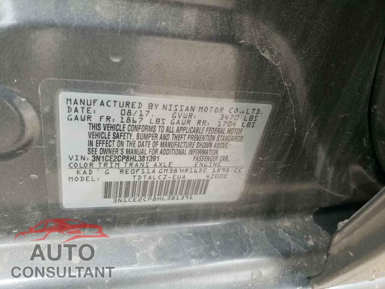 NISSAN VERSA 2017 - 3N1CE2CP8HL381391