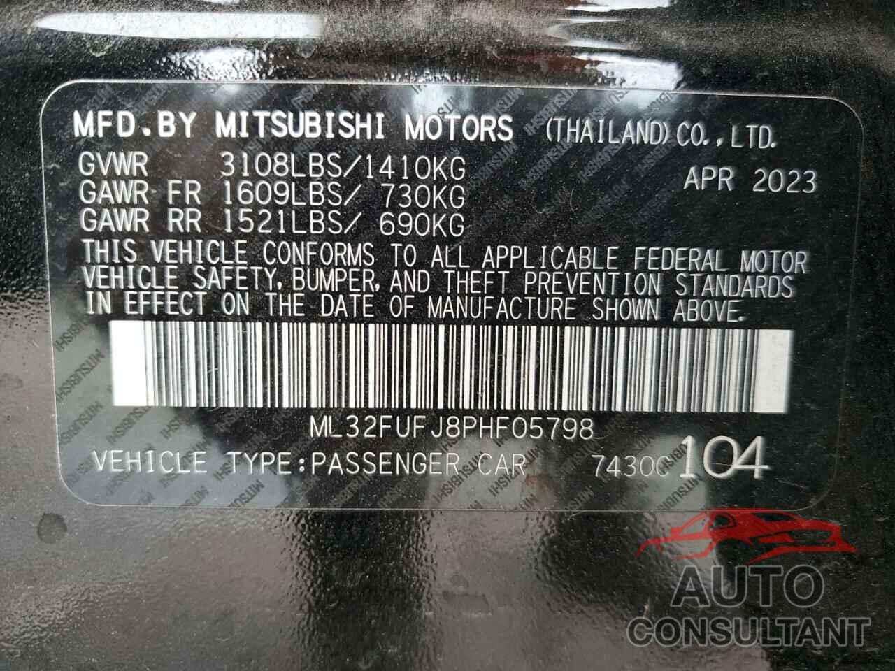 MITSUBISHI MIRAGE 2023 - ML32FUFJ8PHF05798