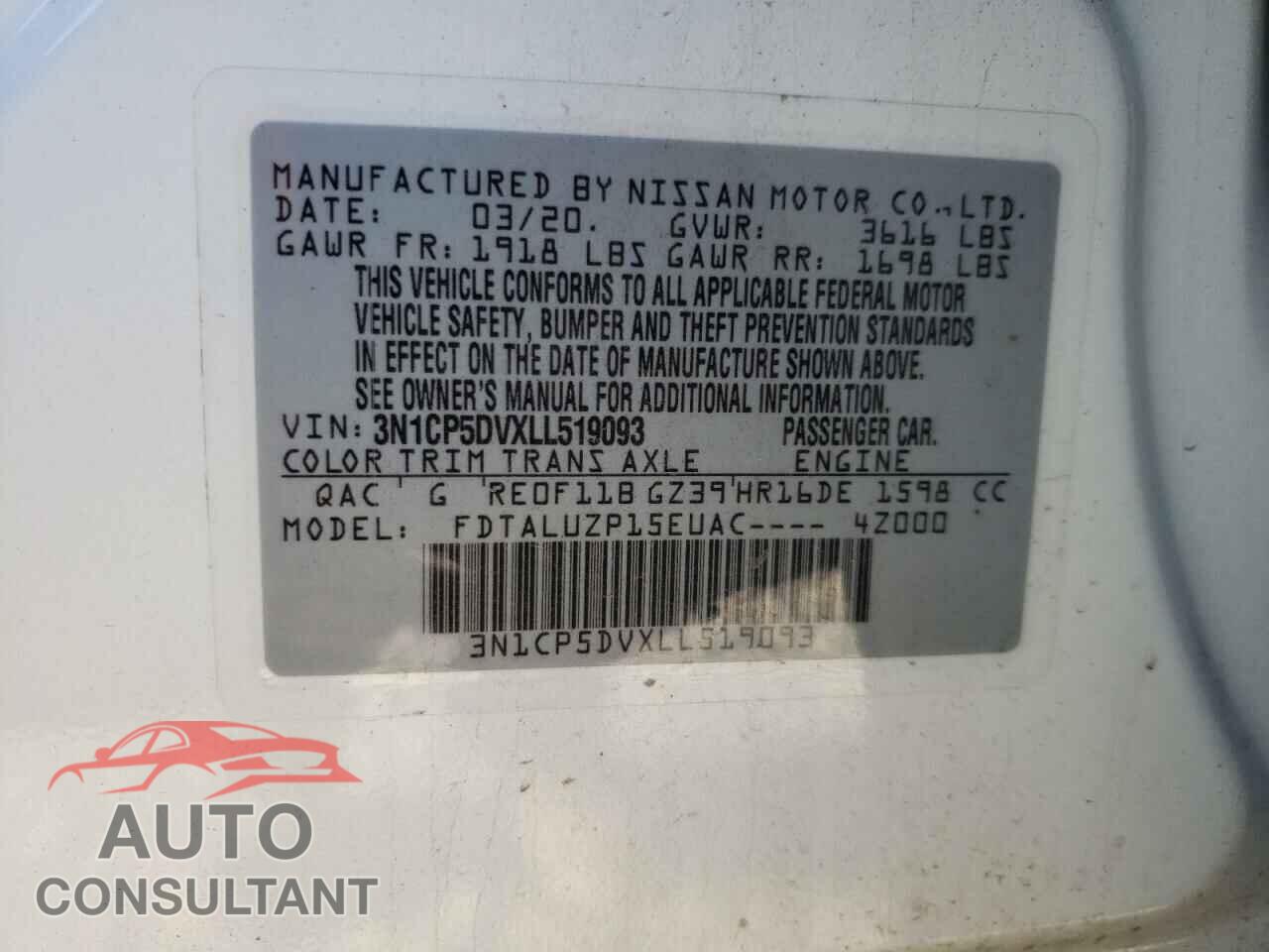NISSAN KICKS 2020 - 3N1CP5DVXLL519093