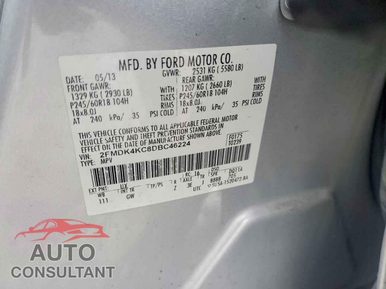 FORD EDGE 2013 - 2FMDK4KC8DBC46224