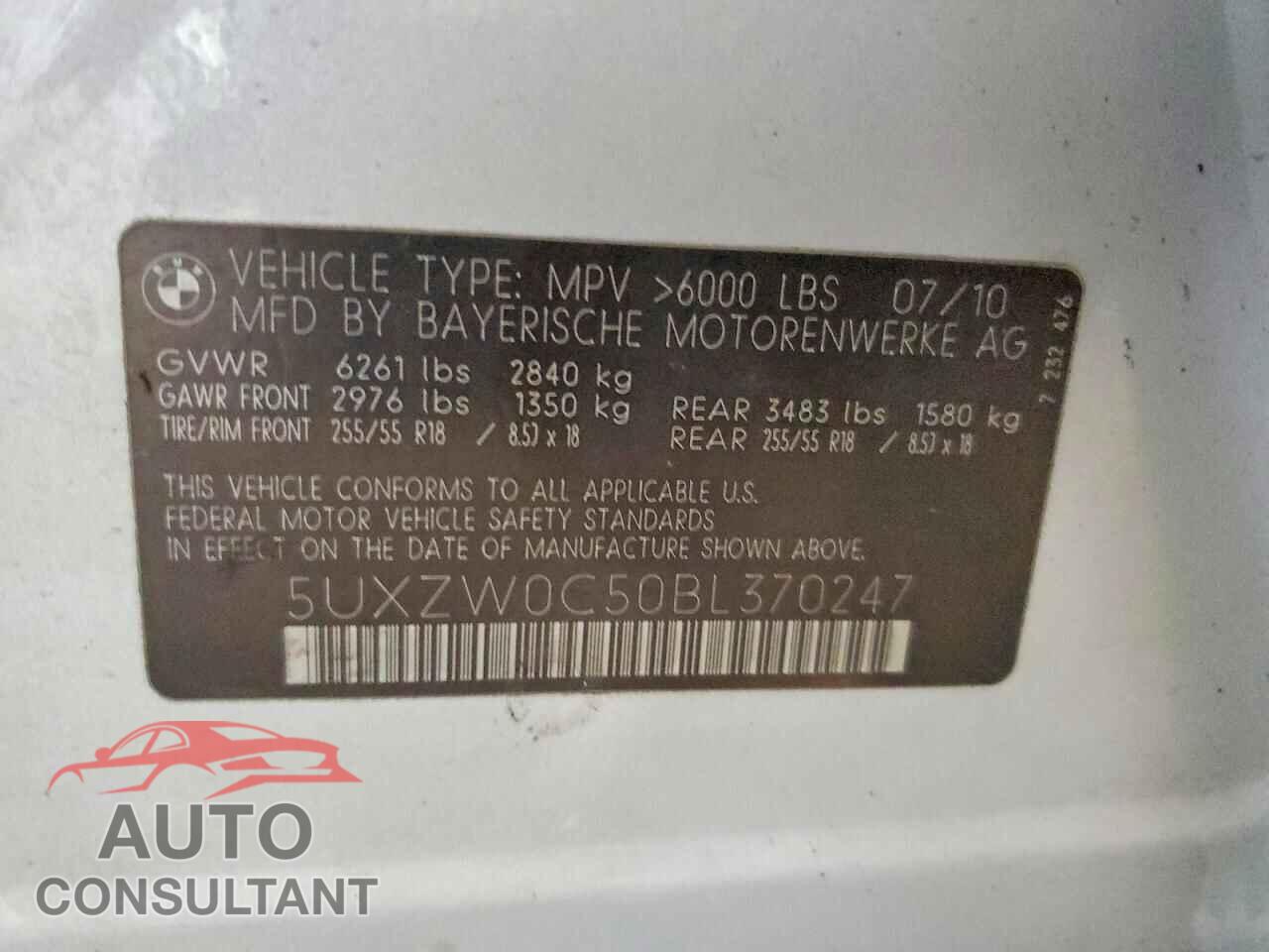 BMW X5 2011 - 5UXZW0C50BL370247