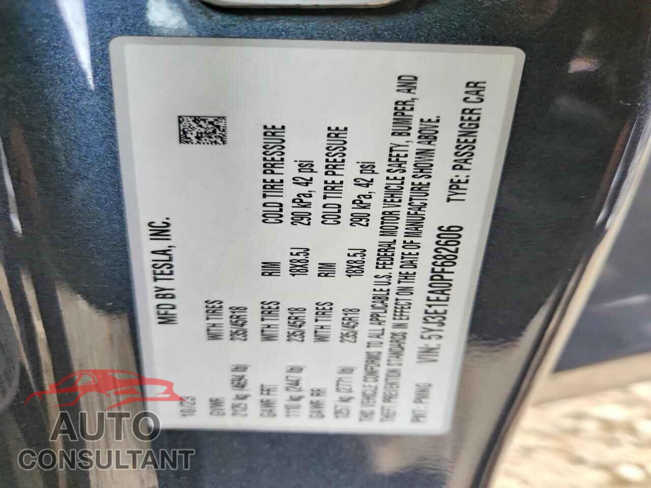 TESLA MODEL 3 2023 - 5YJ3E1EA0PF682606