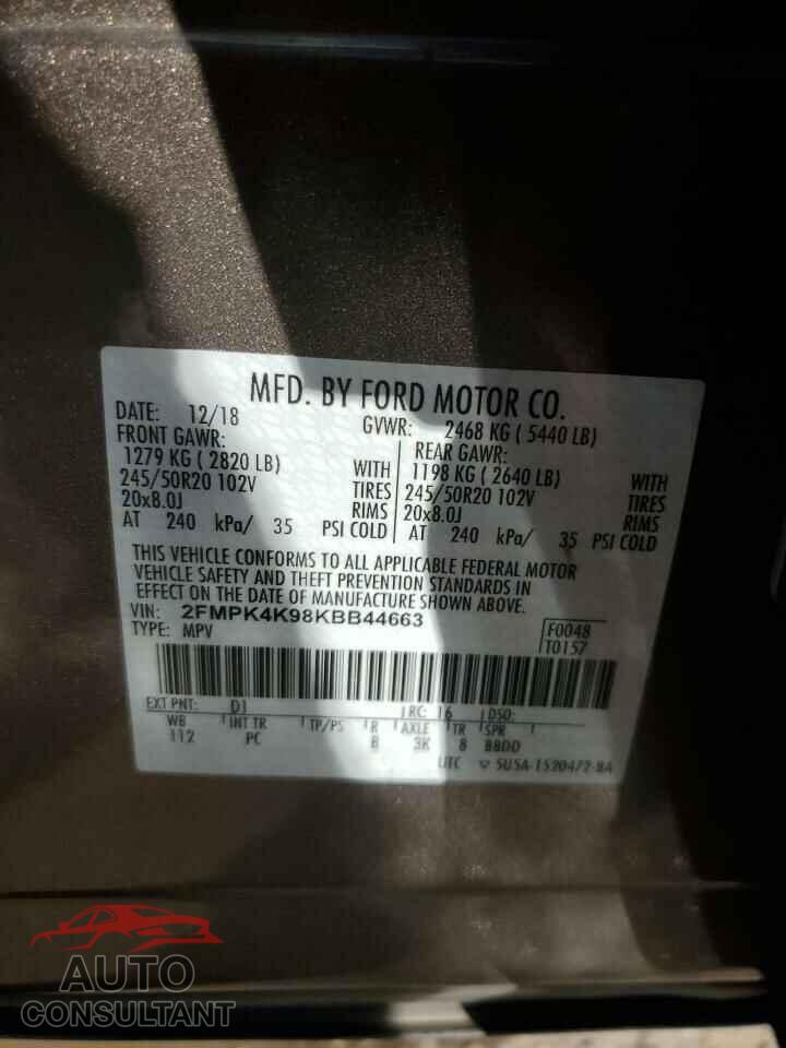 FORD EDGE 2019 - 2FMPK4K98KBB44663