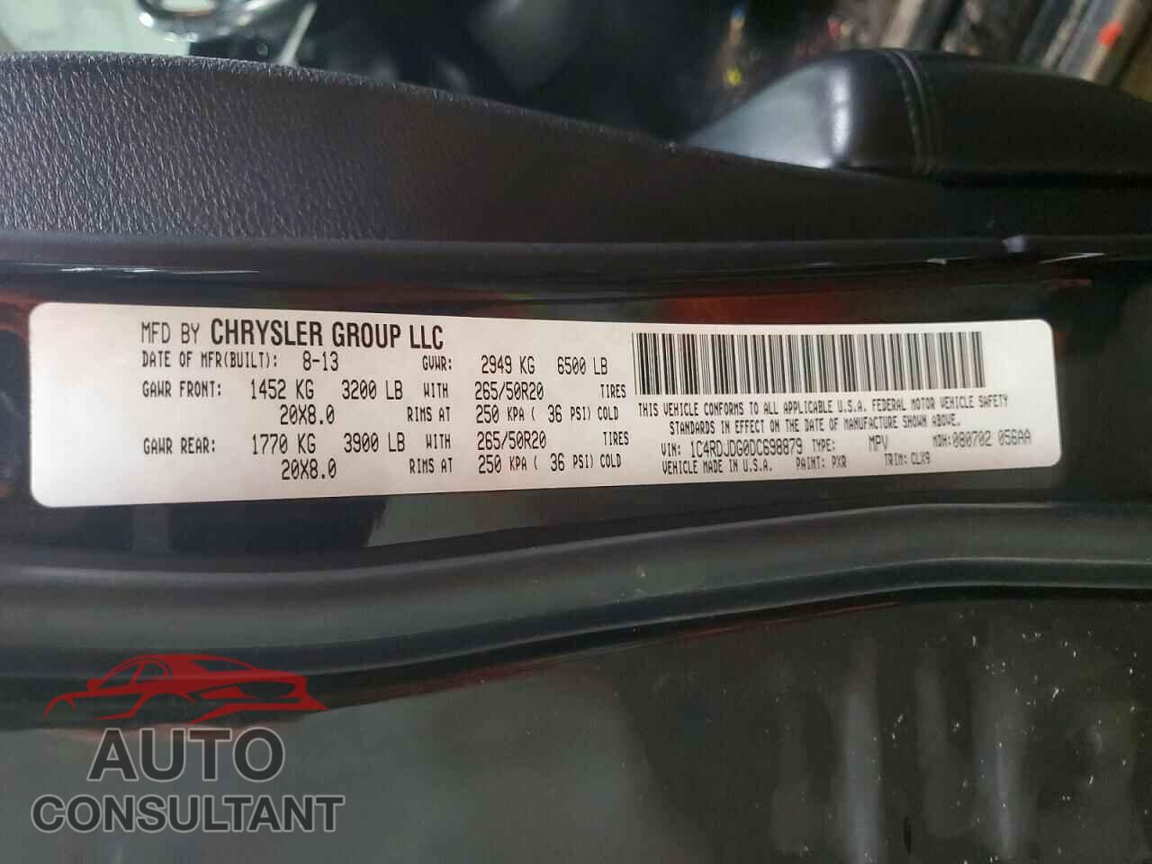 DODGE DURANGO 2013 - 1C4RDJDG0DC698879