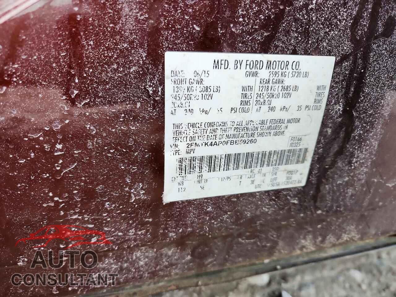 FORD EDGE 2015 - 2FMTK4AP0FBB59260