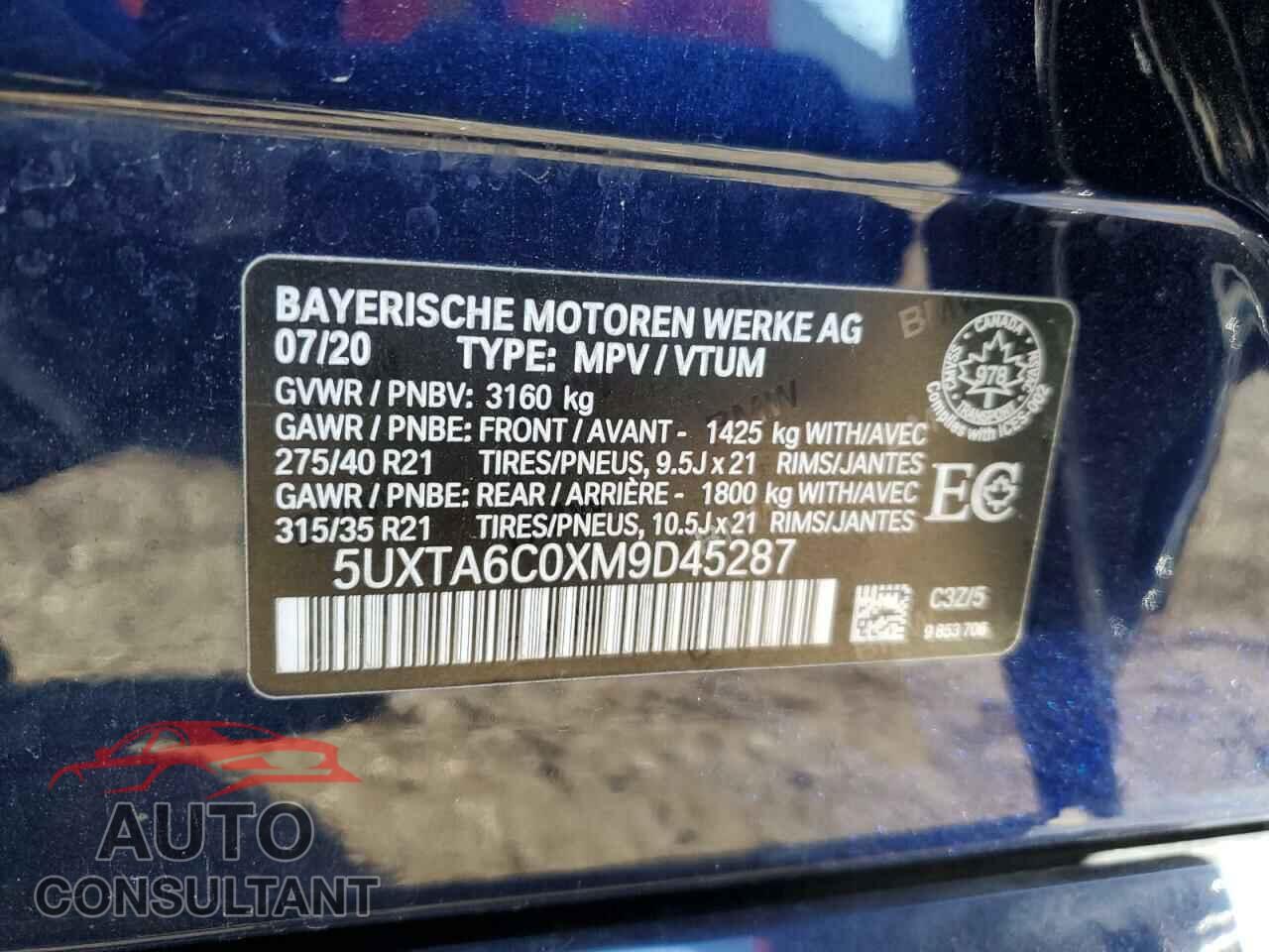 BMW X5 2021 - 5UXTA6C0XM9D45287