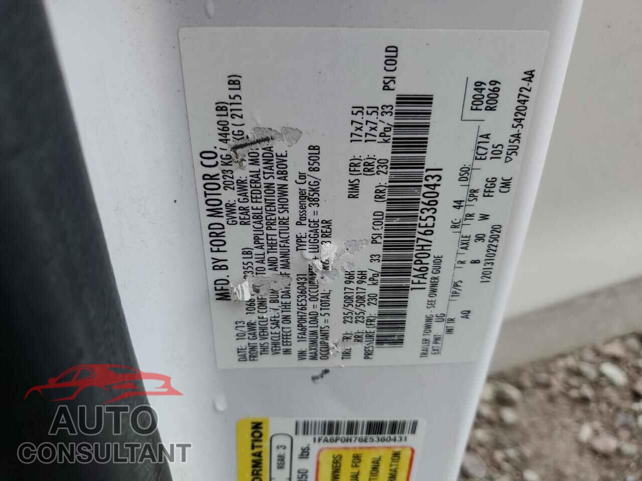 FORD FUSION 2014 - 1FA6P0H76E5360431