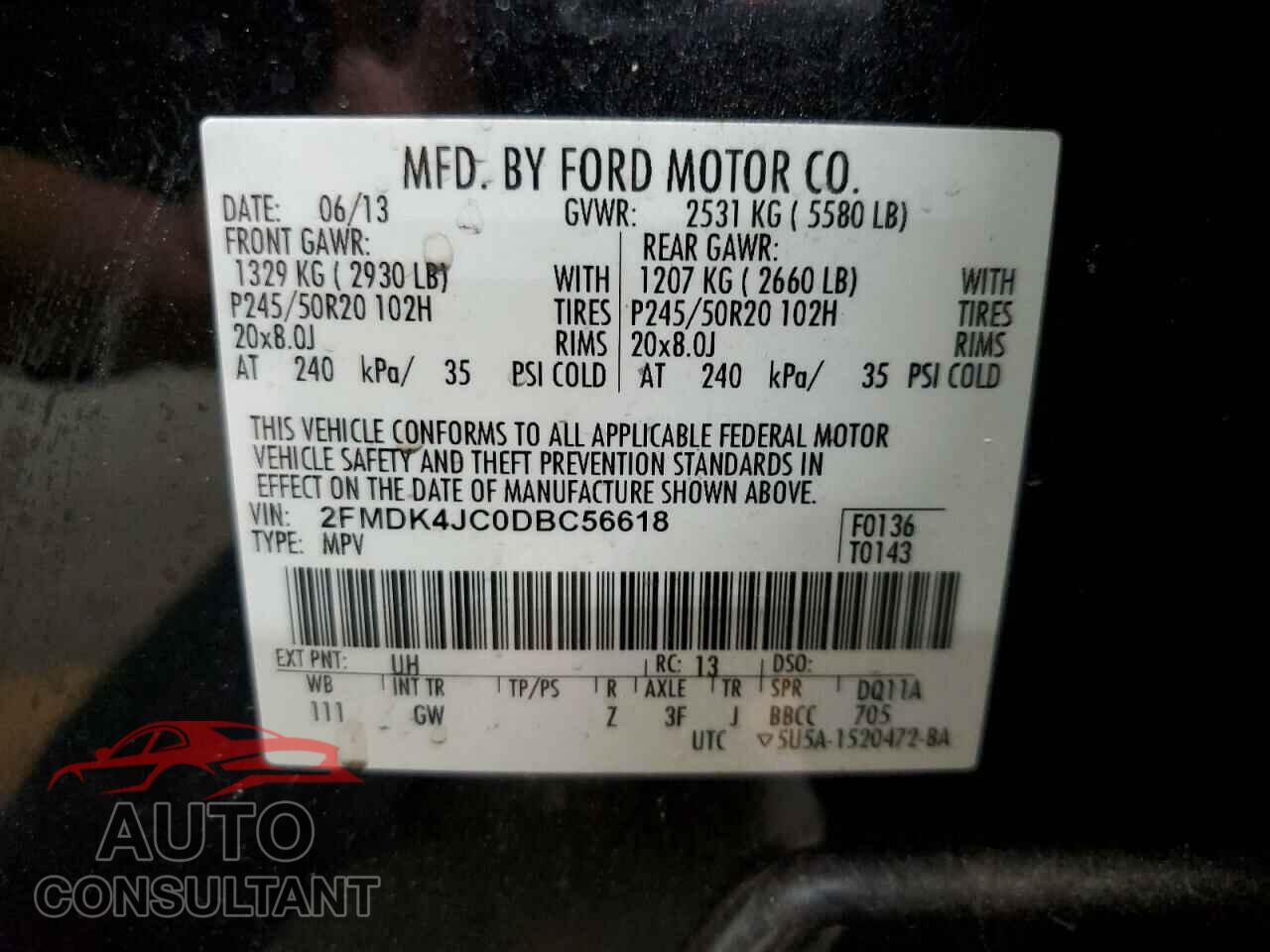 FORD EDGE 2013 - 2FMDK4JC0DBC56618