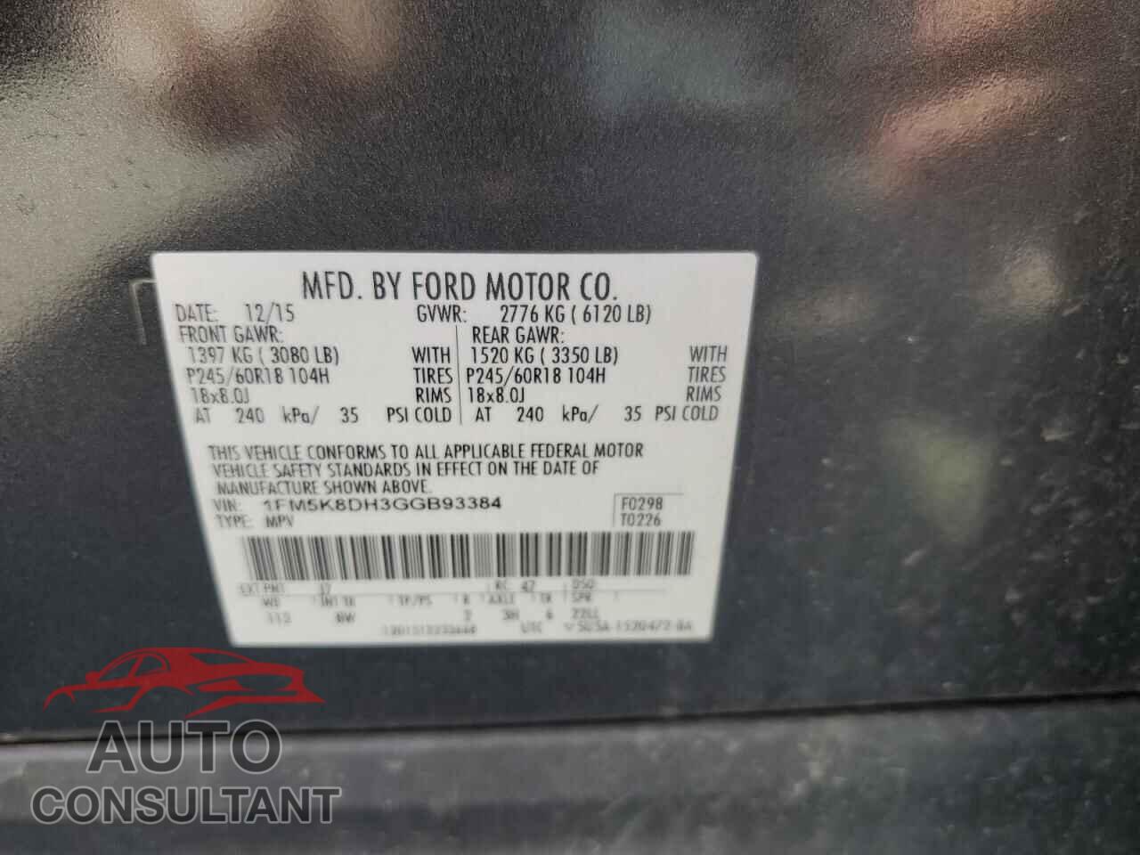 FORD EXPLORER 2016 - 1FM5K8DH3GGB93384