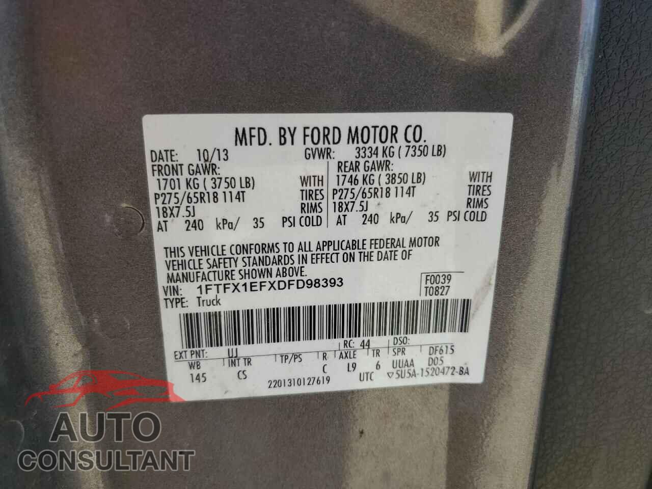 FORD F-150 2013 - 1FTFX1EFXDFD98393