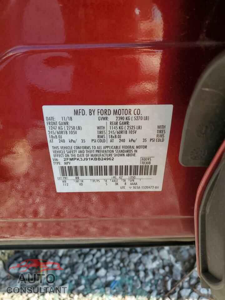 FORD EDGE 2019 - 2FMPK3J91KBB24962