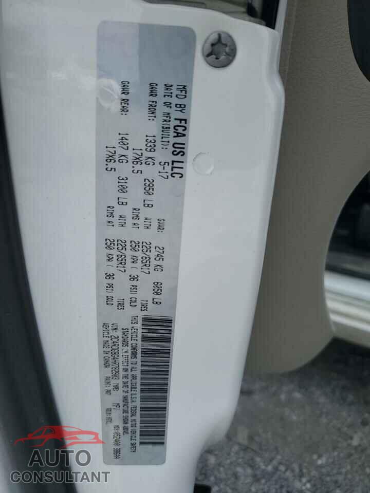 DODGE CARAVAN 2017 - 2C4RDGBG4HR782903