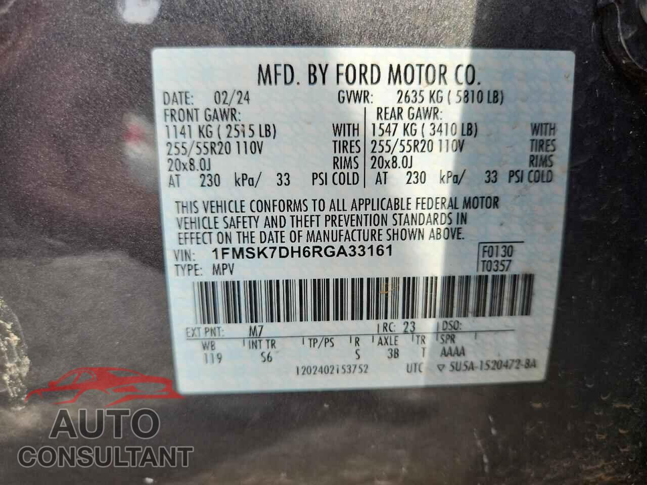 FORD EXPLORER 2024 - 1FMSK7DH6RGA33161
