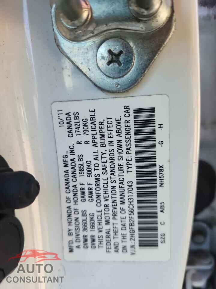 HONDA CIVIC 2012 - 2HGFB2F56CH317043
