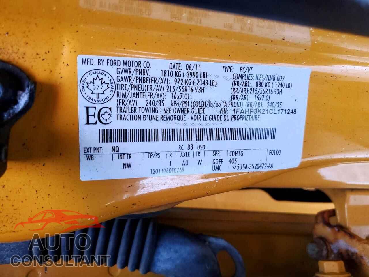 FORD FOCUS 2012 - 1FAHP3K21CL171248
