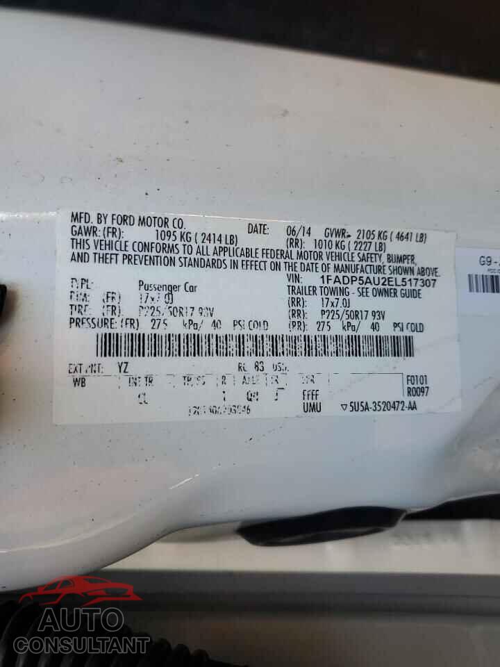 FORD CMAX 2014 - 1FADP5AU2EL517307