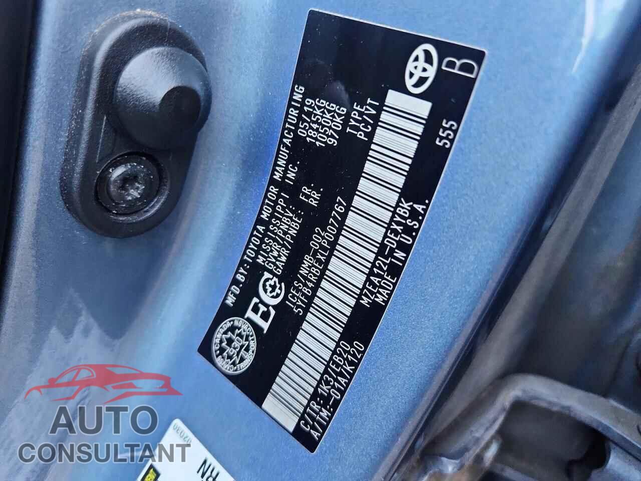 TOYOTA COROLLA 2020 - 5YFB4RBEXLP007767