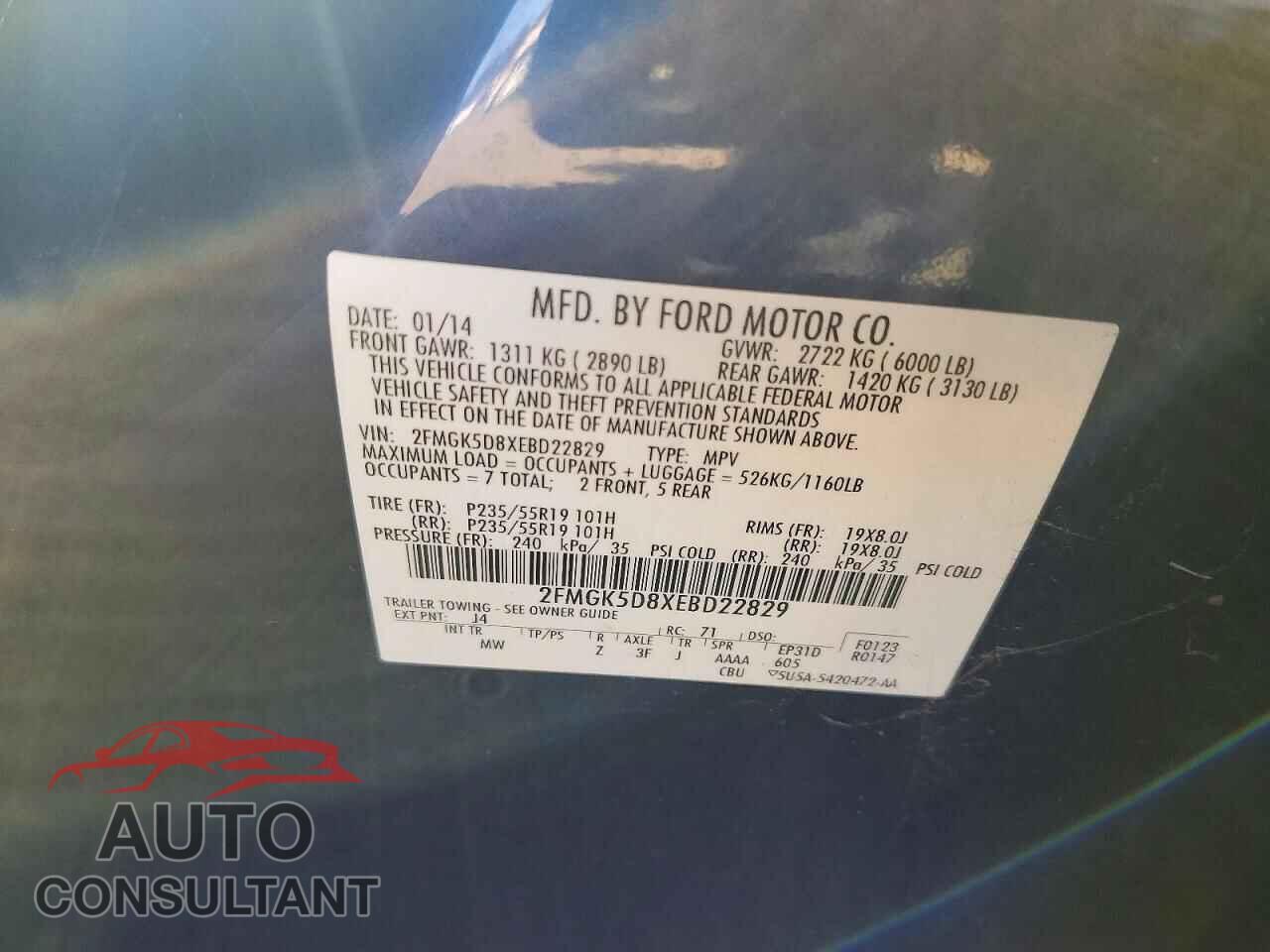 FORD FLEX 2014 - 2FMGK5D8XEBD22829