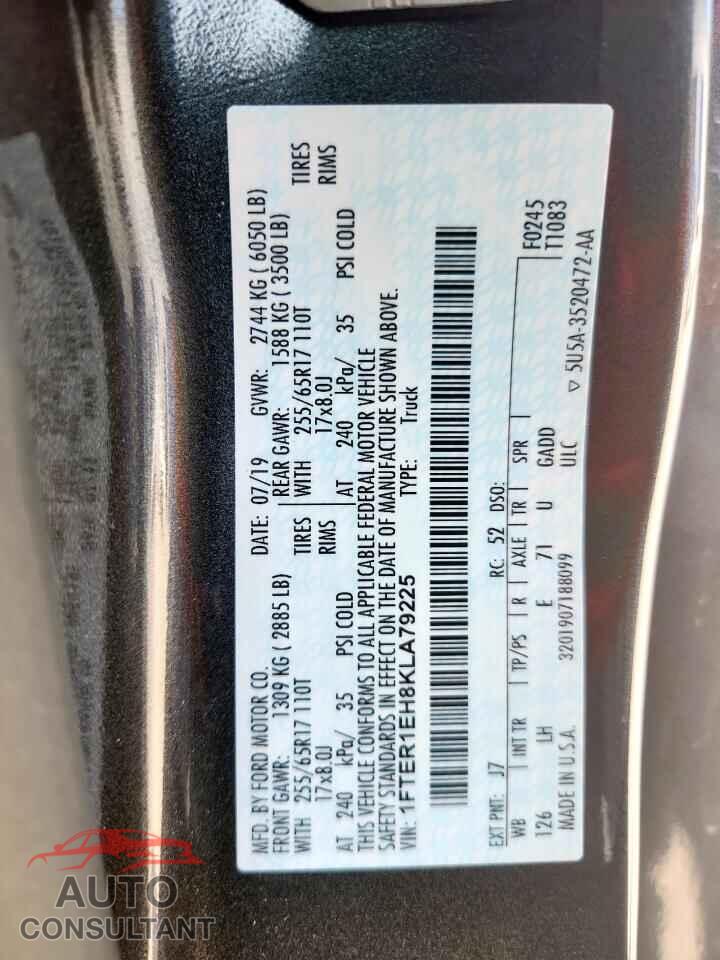 FORD RANGER 2019 - 1FTER1EH8KLA79225