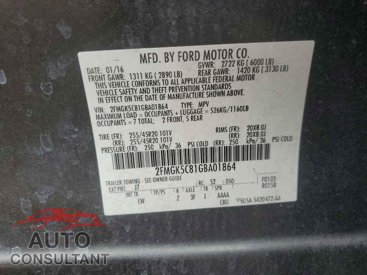 FORD FLEX 2016 - 2FMGK5C81GBA01864