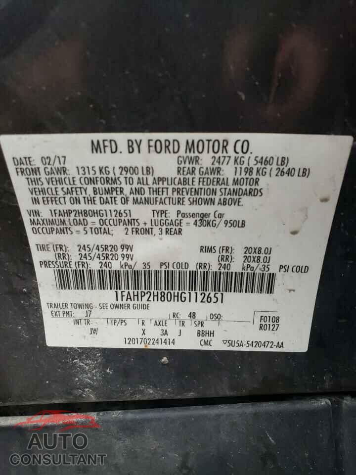 FORD TAURUS 2017 - 1FAHP2H80HG112651