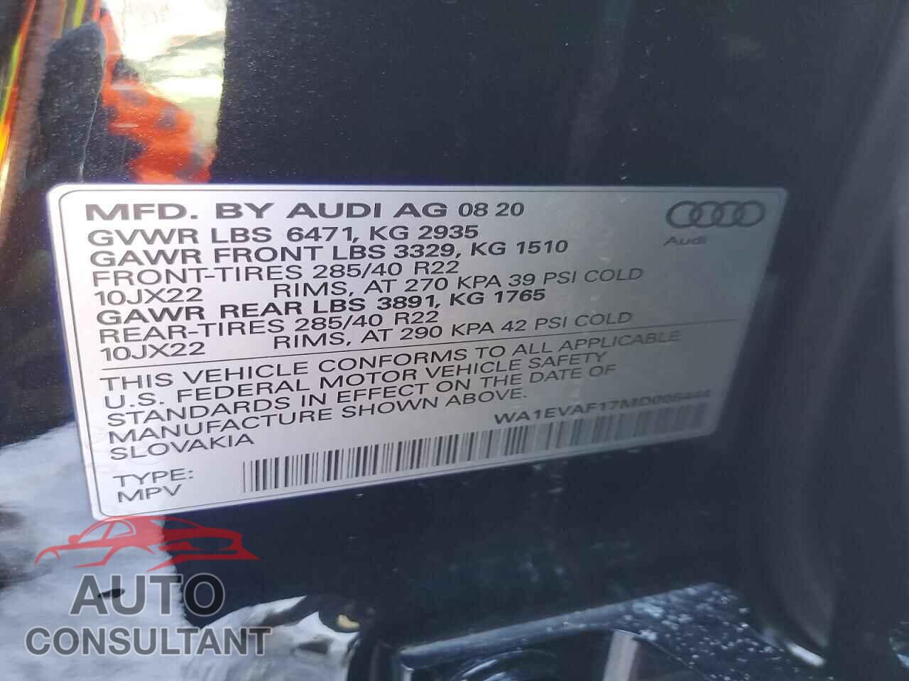 AUDI Q8 2021 - WA1EVAF17MD005444