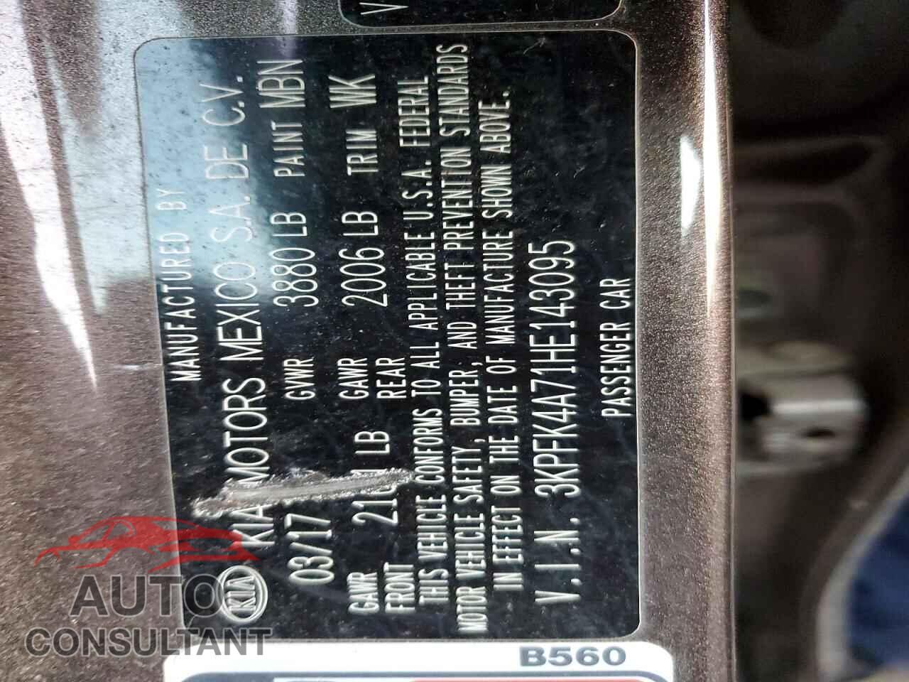 KIA FORTE 2017 - 3KPFK4A71HE143095