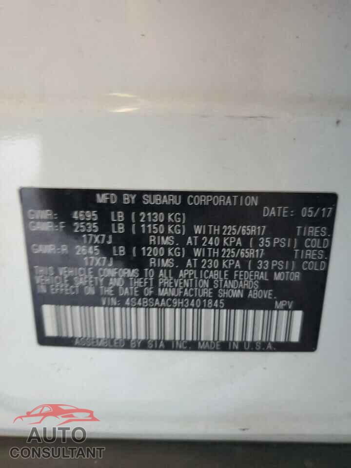 SUBARU OUTBACK 2017 - 4S4BSAAC9H3401845