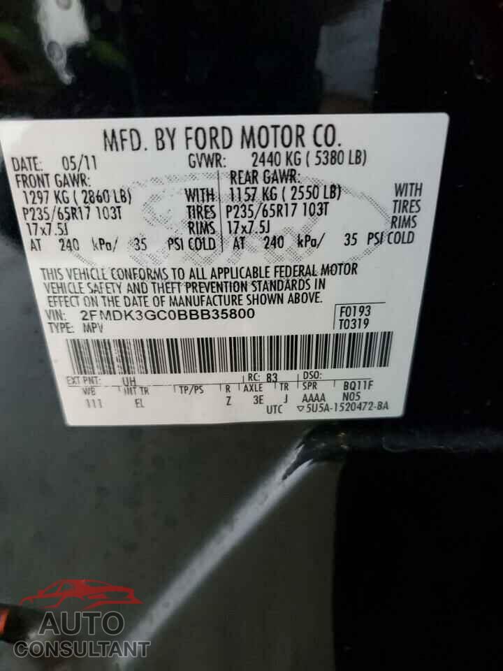 FORD EDGE 2011 - 2FMDK3GC0BBB35800