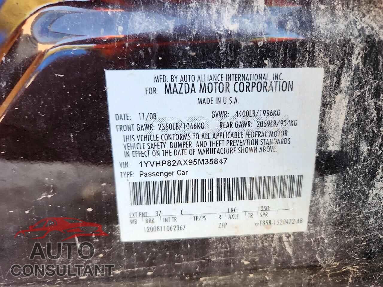 MAZDA 6 2009 - 1YVHP82AX95M35847