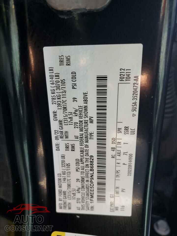 FORD BRONCO 2022 - 1FMEE5DP9NLB68829