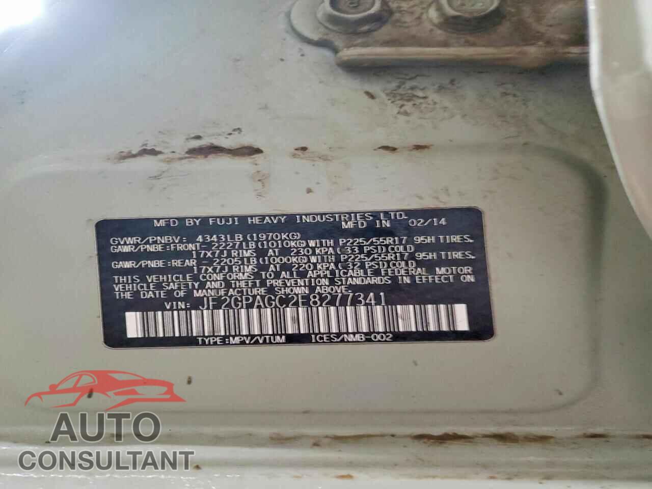 SUBARU XV 2014 - JF2GPAGC2E8277341