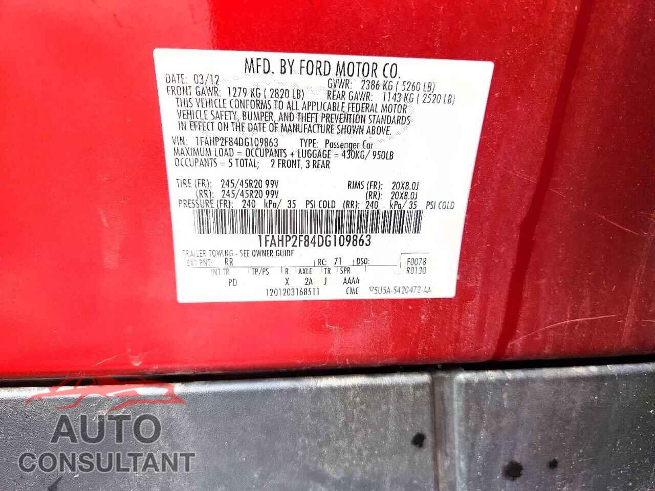 FORD TAURUS 2013 - 1FAHP2F84DG109863