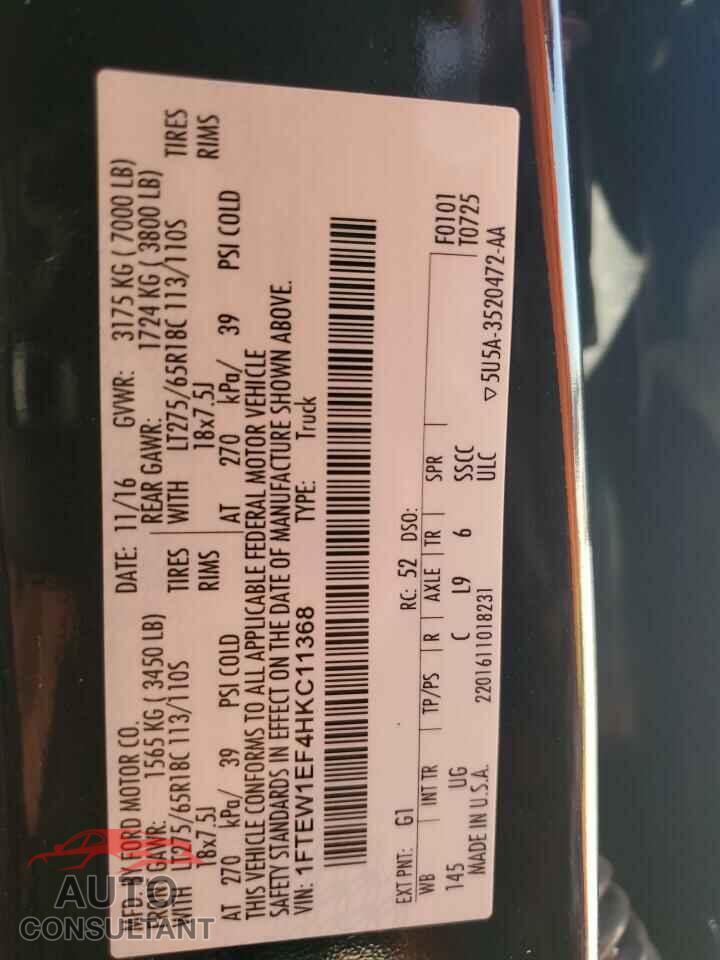 FORD F-150 2017 - 1FTEW1EF4HKC11368