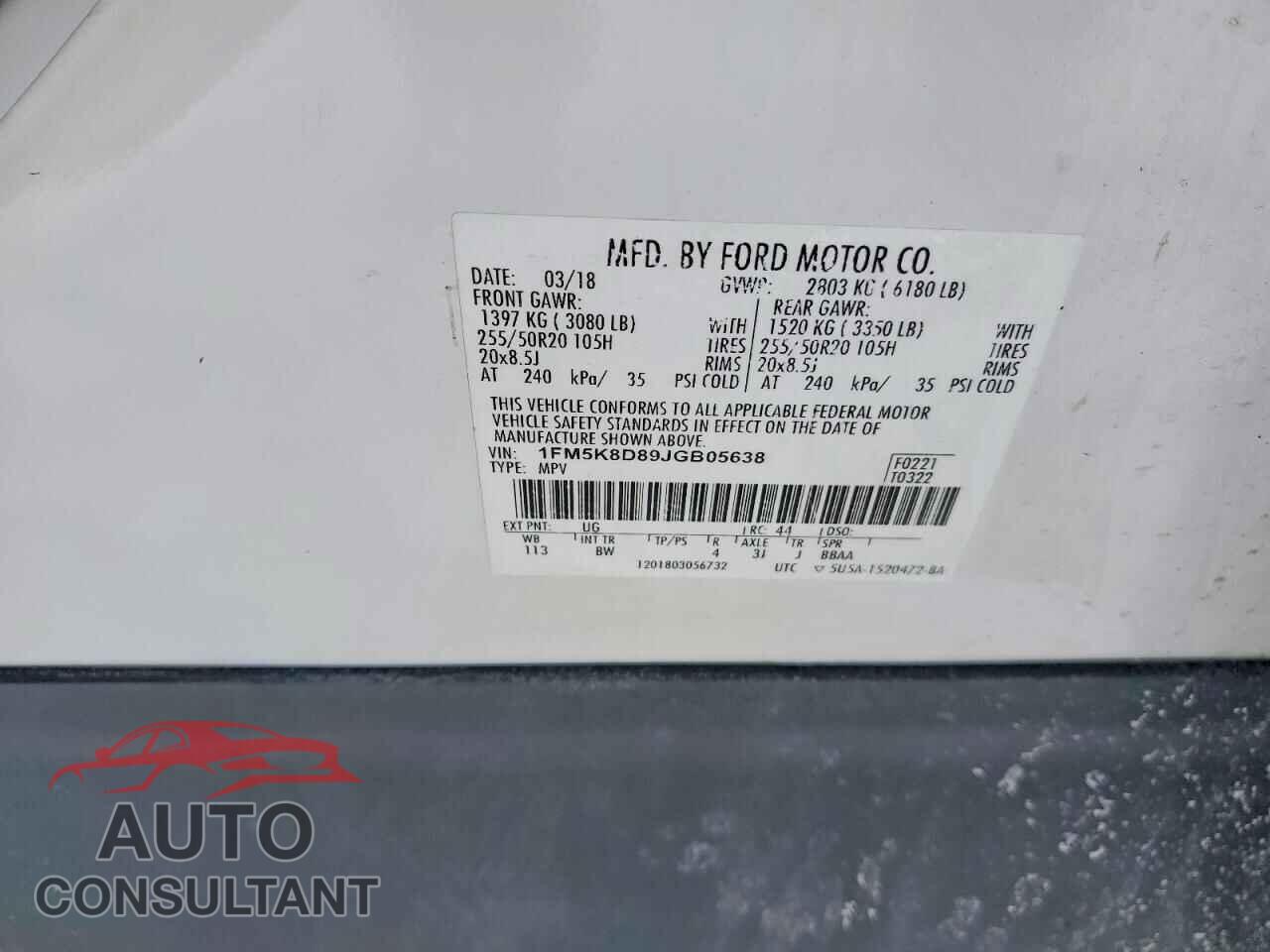 FORD EXPLORER 2018 - 1FM5K8D89JGB05638