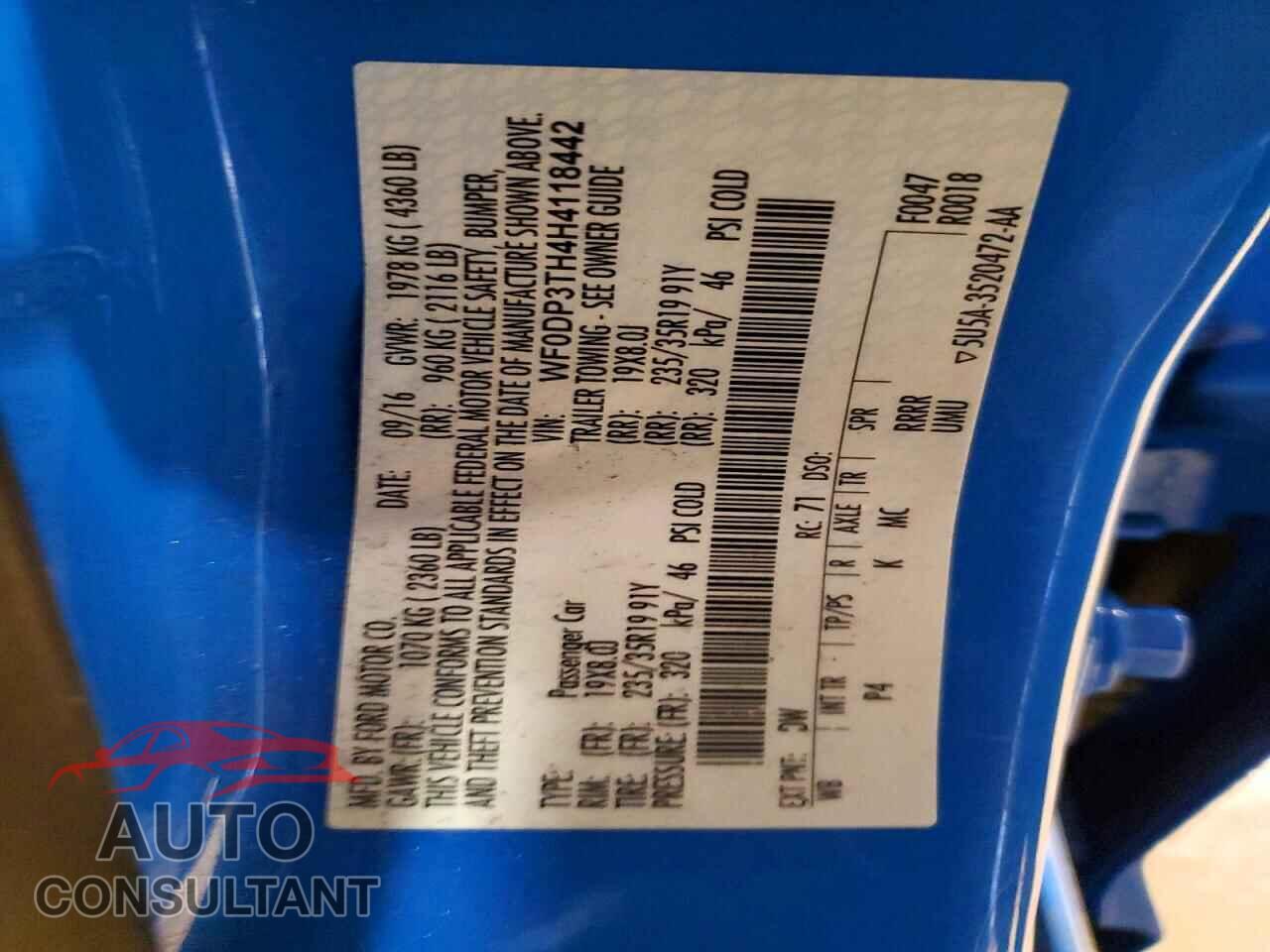 FORD FOCUS 2017 - WF0DP3TH4H4118442