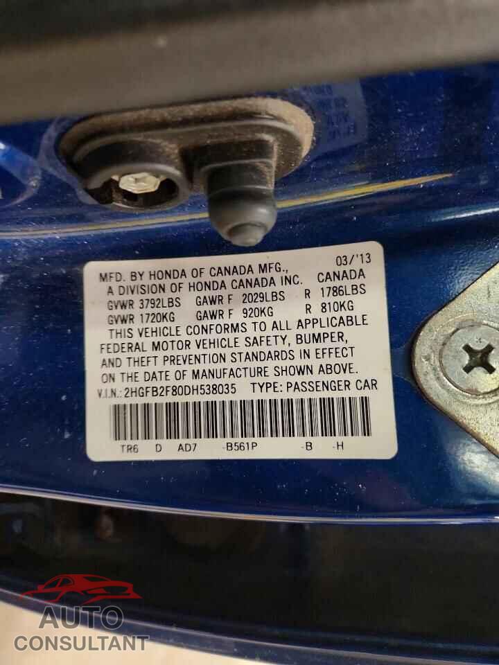 HONDA CIVIC 2013 - 2HGFB2F80DH538035