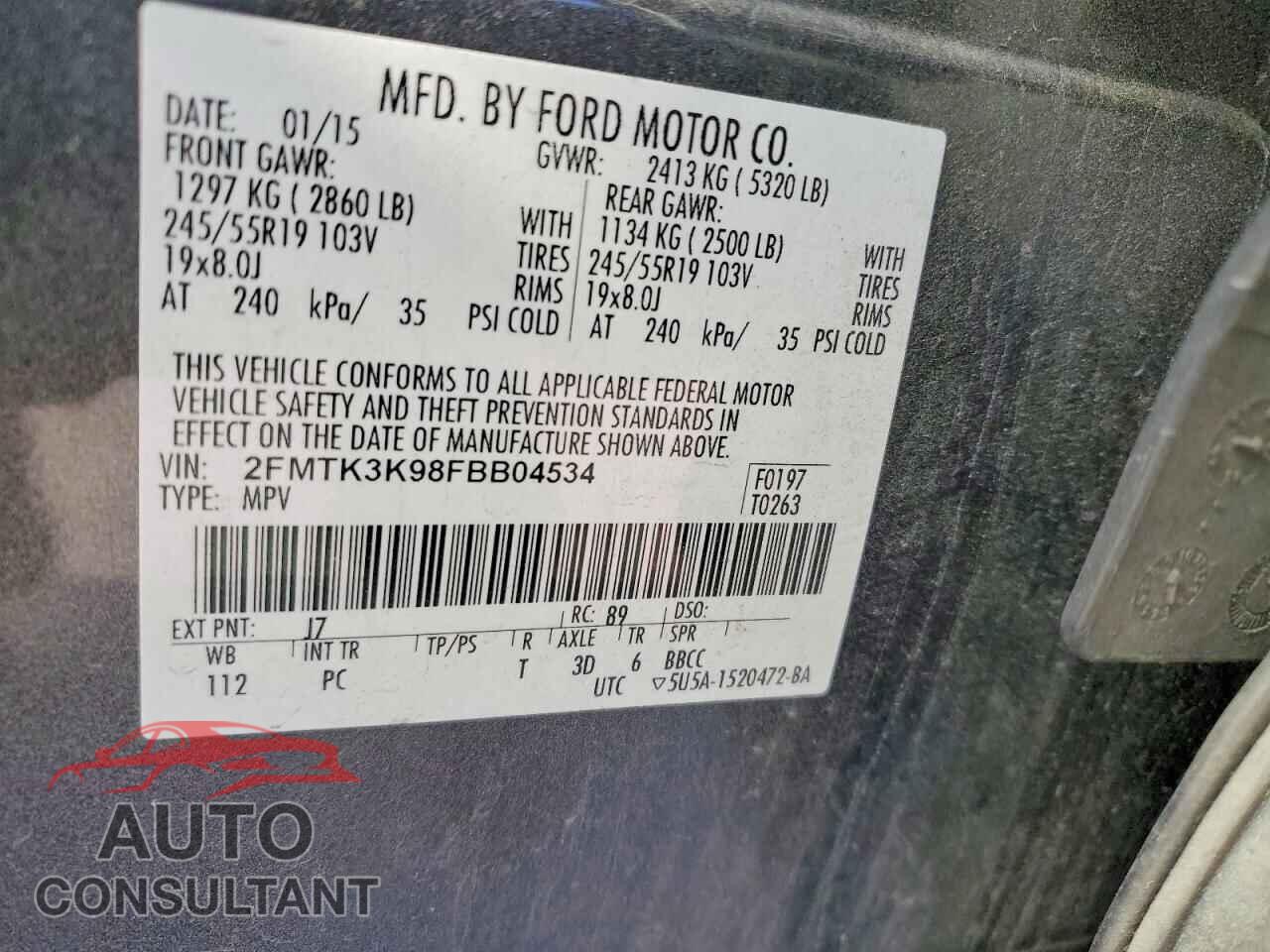 FORD EDGE 2015 - 2FMTK3K98FBB04534