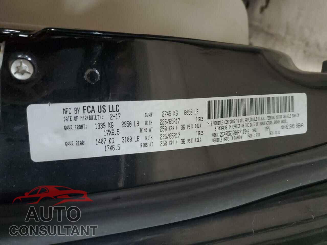 DODGE CARAVAN 2017 - 2C4RDGCG8HR711542