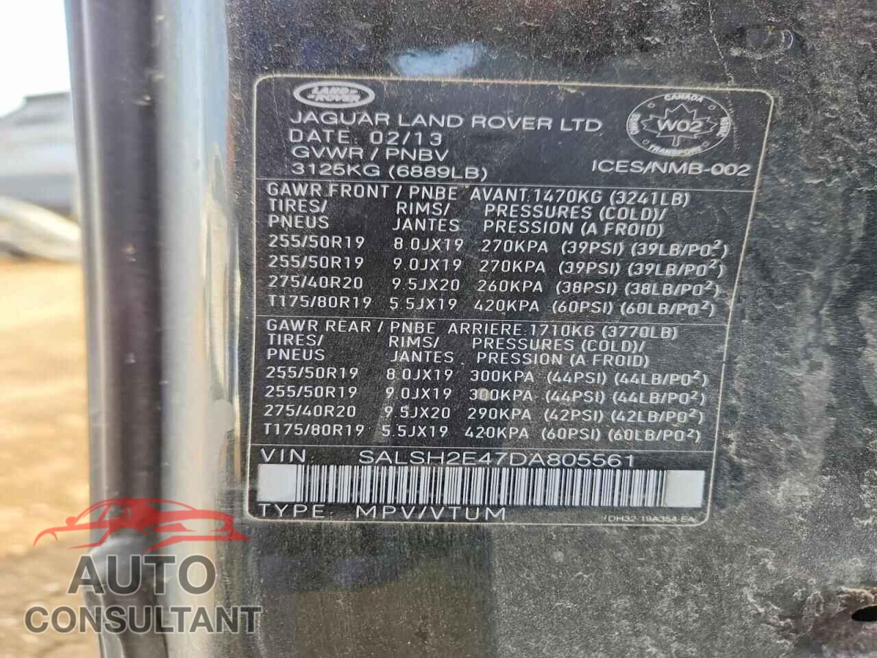 LAND ROVER RANGEROVER 2013 - SALSH2E47DA805561
