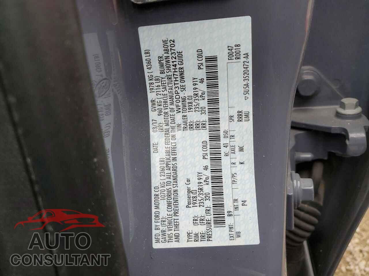 FORD FOCUS 2017 - WF0DP3TH7H4123702