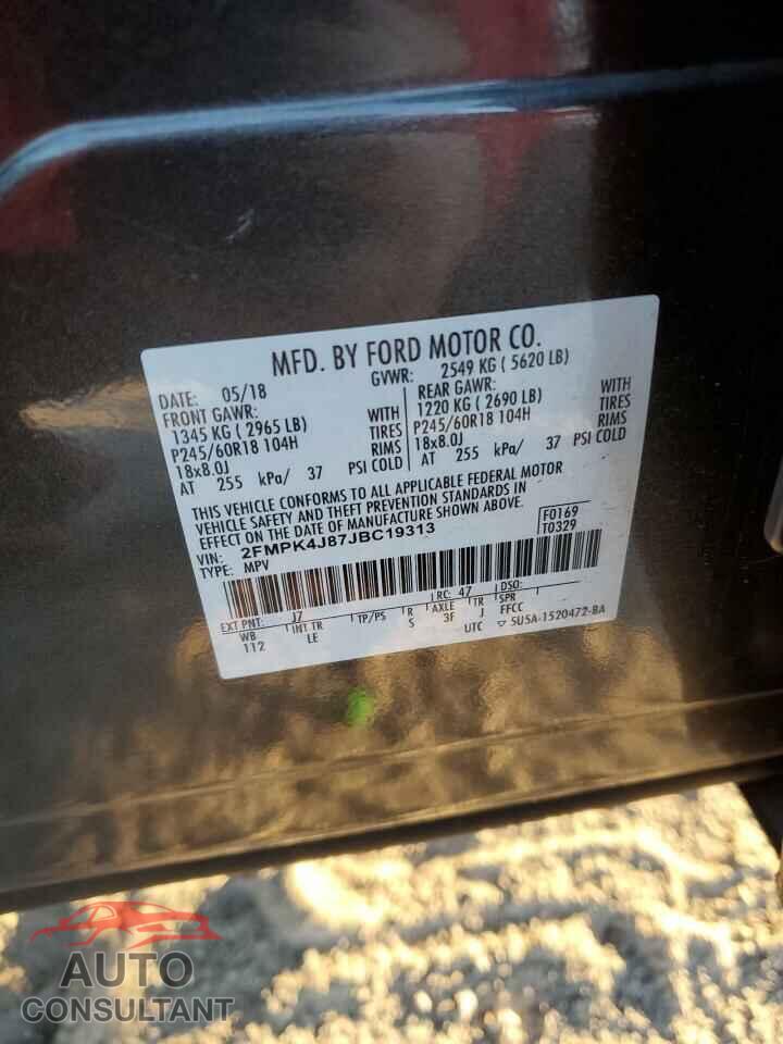 FORD EDGE 2018 - 2FMPK4J87JBC19313