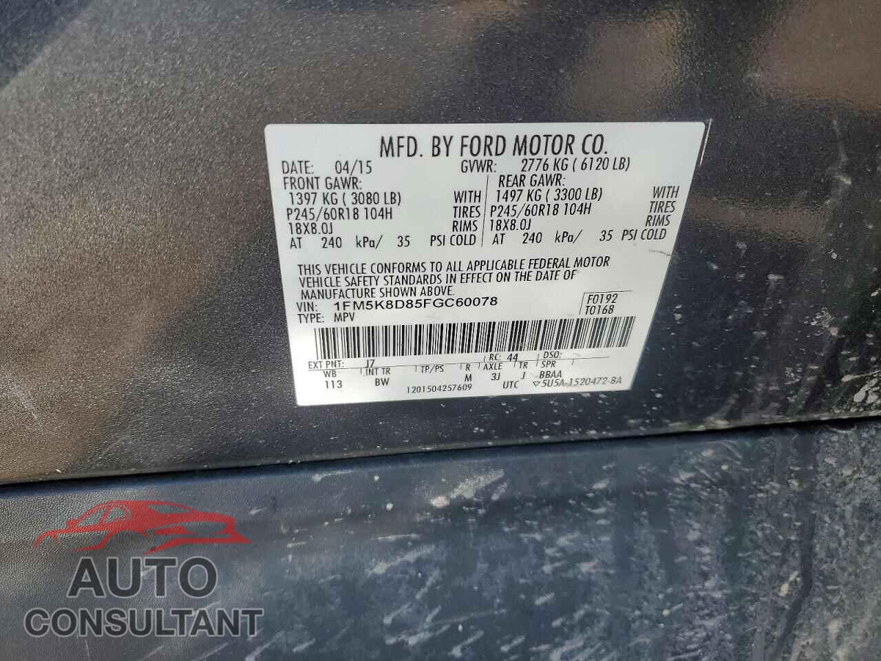 FORD EXPLORER 2015 - 1FM5K8D85FGC60078