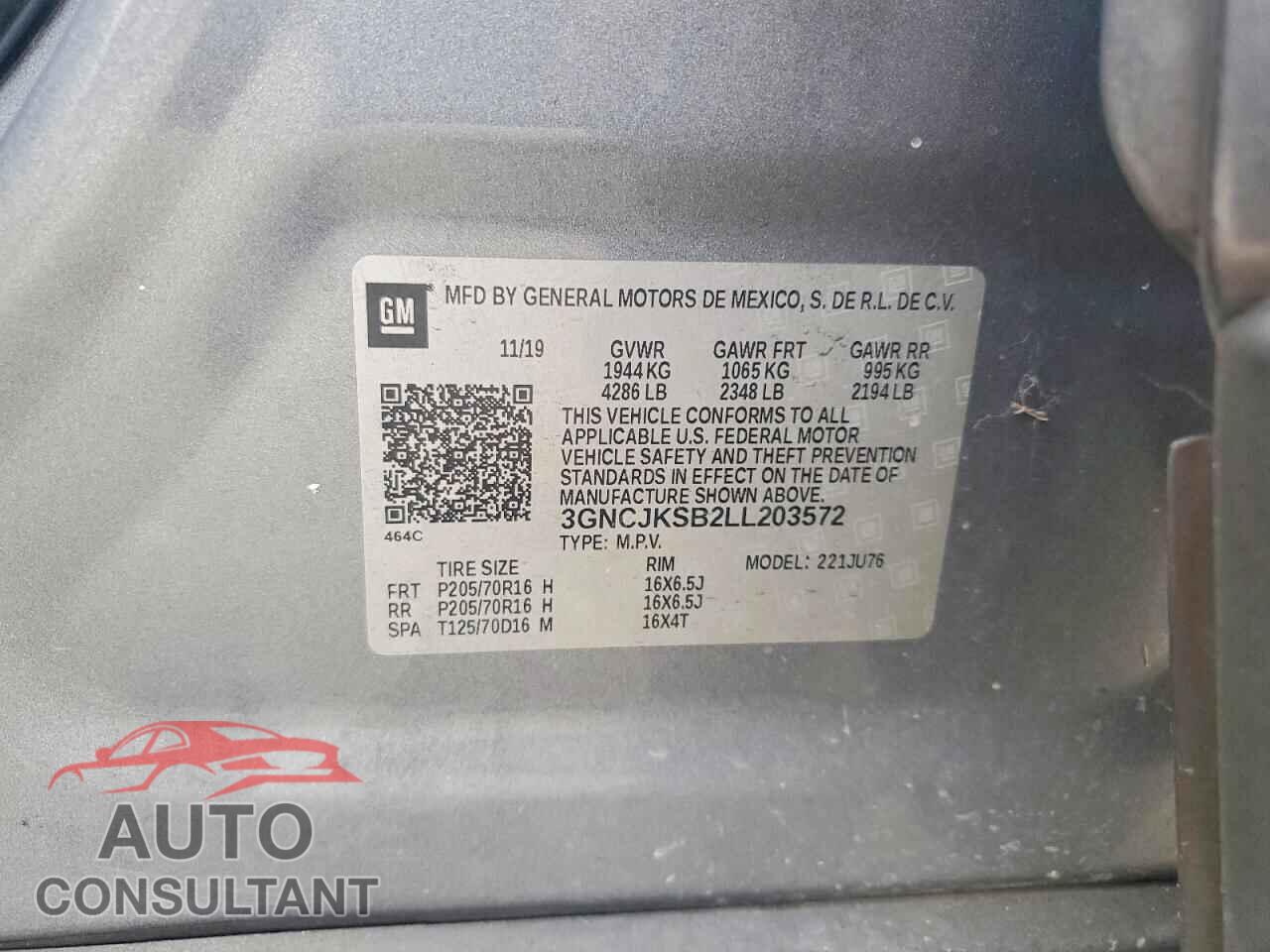 CHEVROLET TRAX LS 2020 - 3GNCJKSB2LL203572