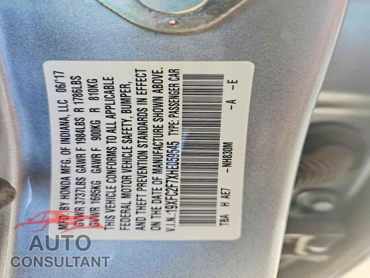 HONDA CIVIC 2017 - 19XFC2F7XHE059545