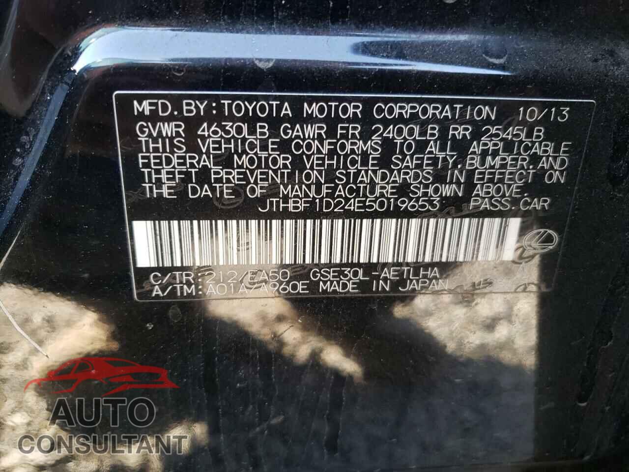 LEXUS IS 2014 - JTHBF1D24E5019653