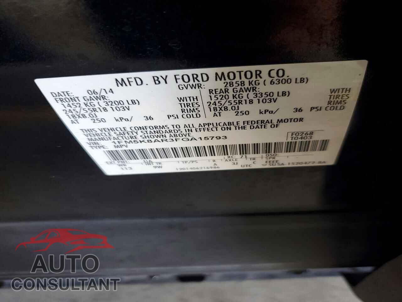 FORD EXPLORER 2015 - 1FM5K8AR3FGA15793